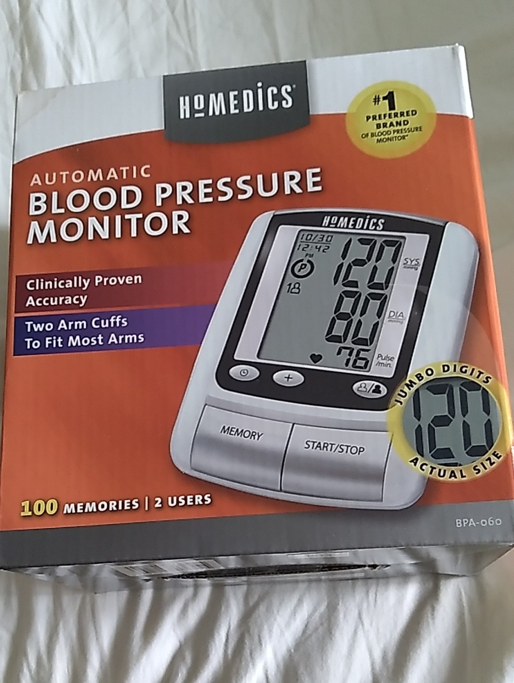 Homedics Digital Blood Pressure Monitor - Orange, White, Gray